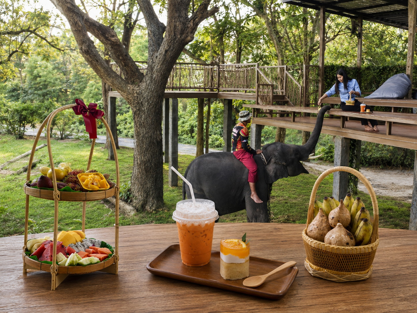 Tropical fruit, café refreshments and an elephant encounter at the forest café